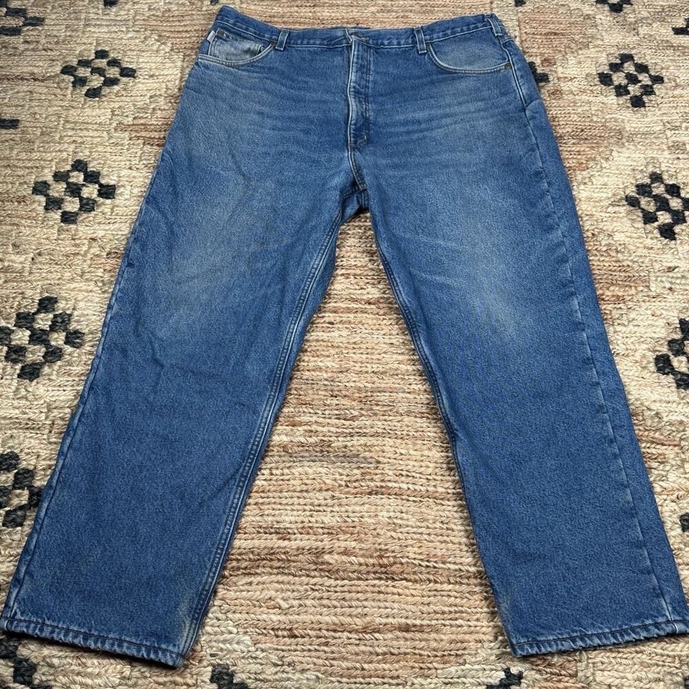 Carhartt Pants 40x29 Lined Denim Workwear Warm Work Blue Jeans Pant Trousers